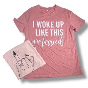Wedding Bride Pink Tee Shirt Bundle - #Married 'Ring Finger Size Small